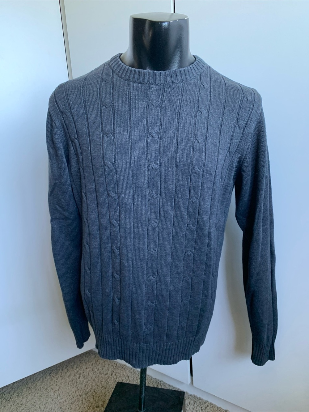 Oscar de la Renta green long sleeve size medium gray pullover sweater